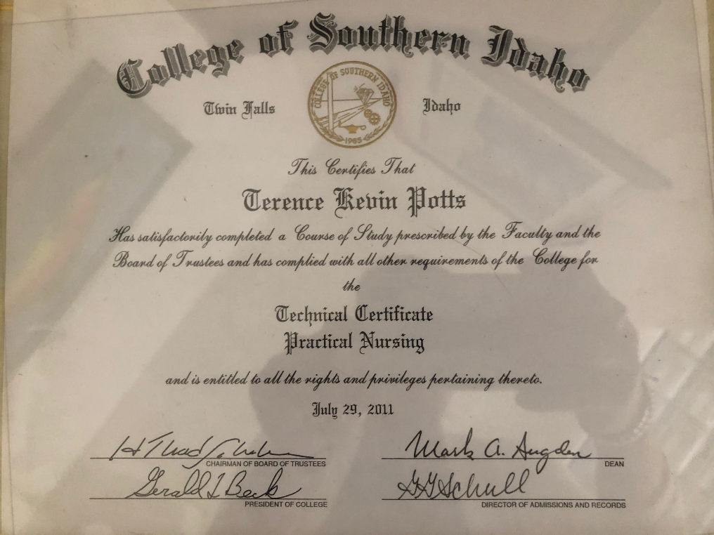 Terry Potts | Technical Certificate Practical Nursing | Neuromuscular Pain Management